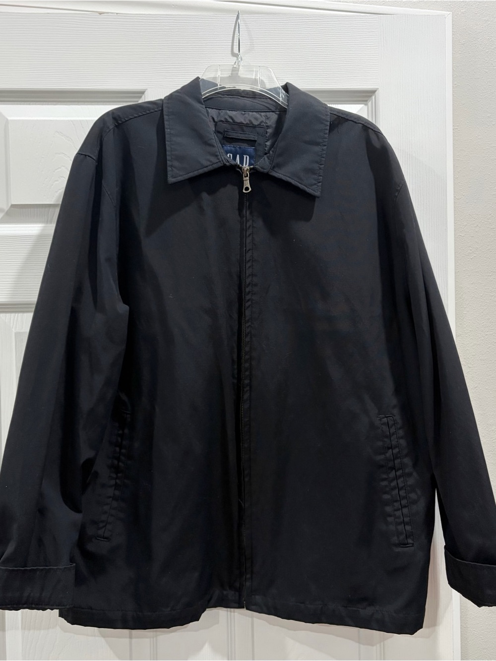 GAP Men's Black Bomber-Style Zip Jacket